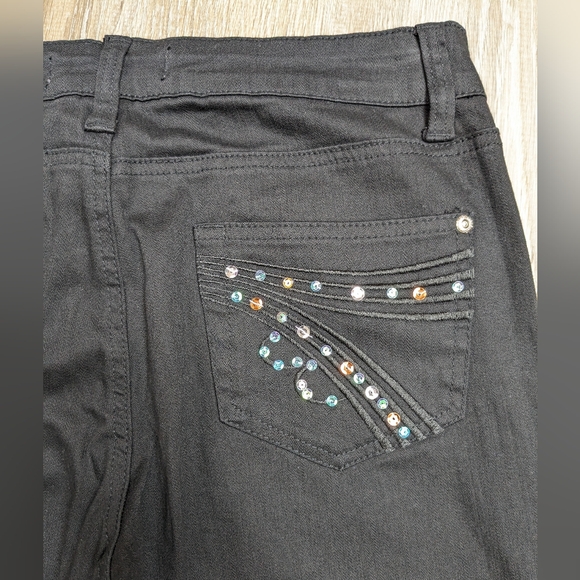 NEW Judy Blue Sequins Black Boot Cut Mid Rise Jeans Juniors 11 - Picture 15 of 16